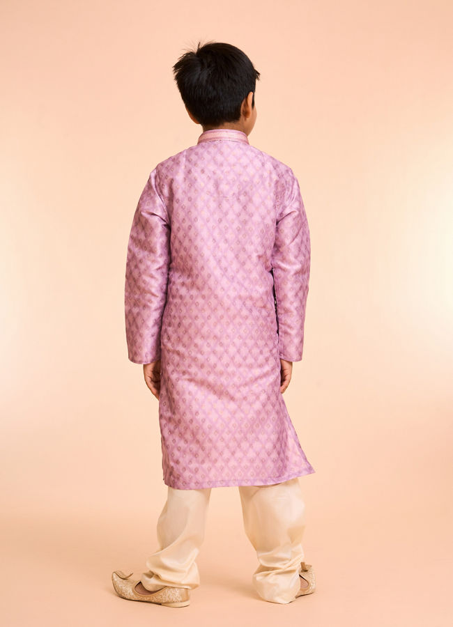 Manyavar Boys Sleek Dusty Pink Kurta Pajama Set