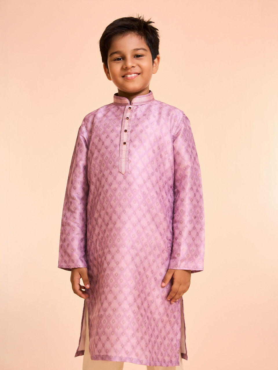 Manyavar Boys Sleek Dusty Pink Kurta Pajama Set
