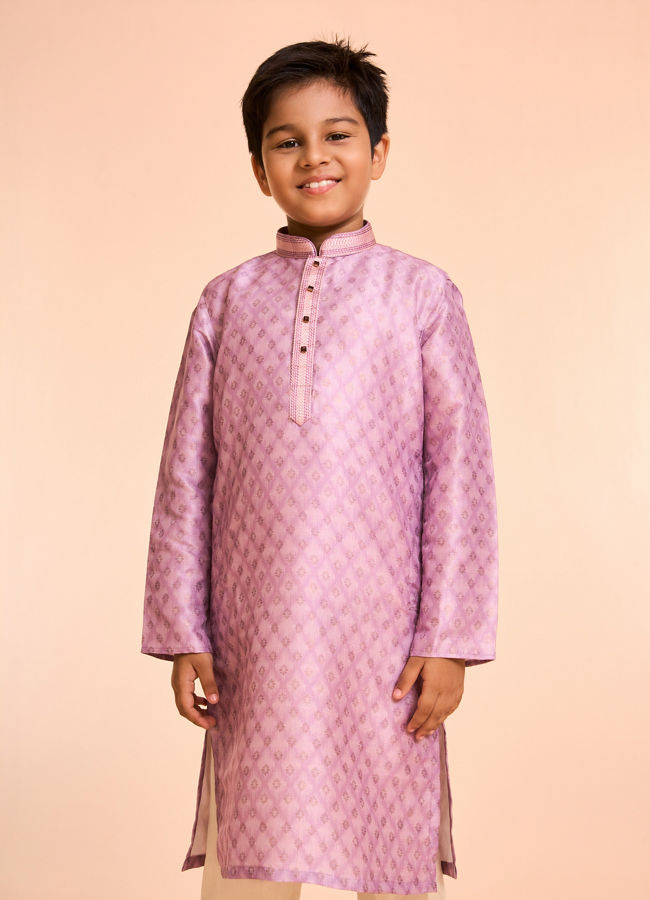 Manyavar Boys Sleek Dusty Pink Kurta Pajama Set