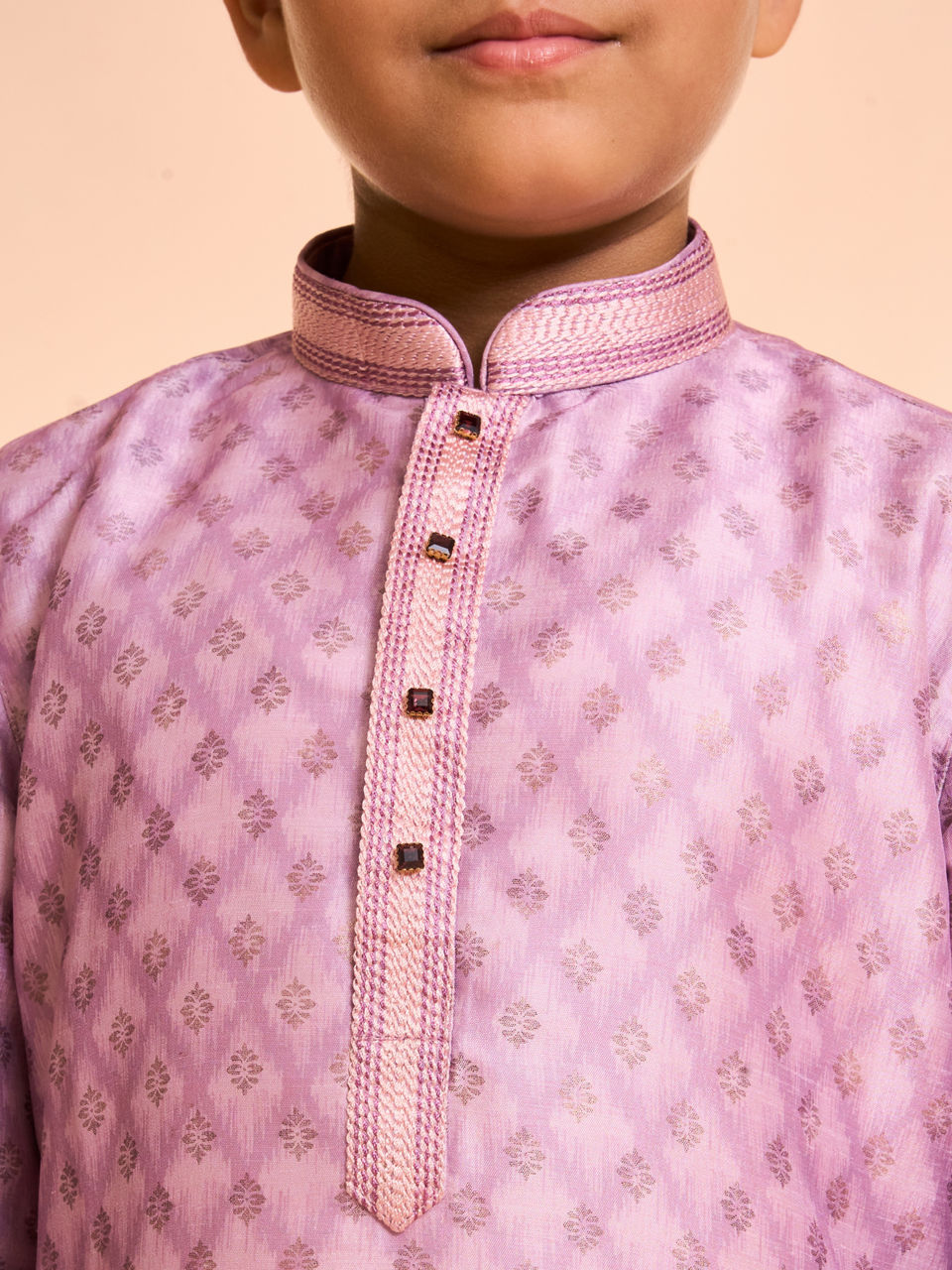 Manyavar Boys Sleek Dusty Pink Kurta Pajama Set