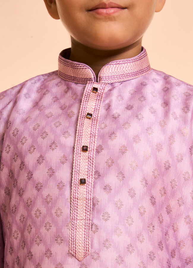 Manyavar Boys Sleek Dusty Pink Kurta Pajama Set