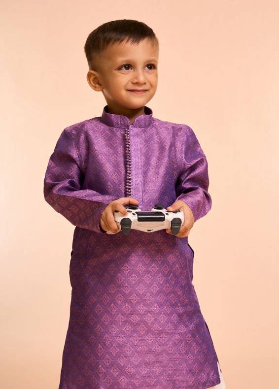 Manyavar Boys Regal Purple Kurta Pajama Ensemble