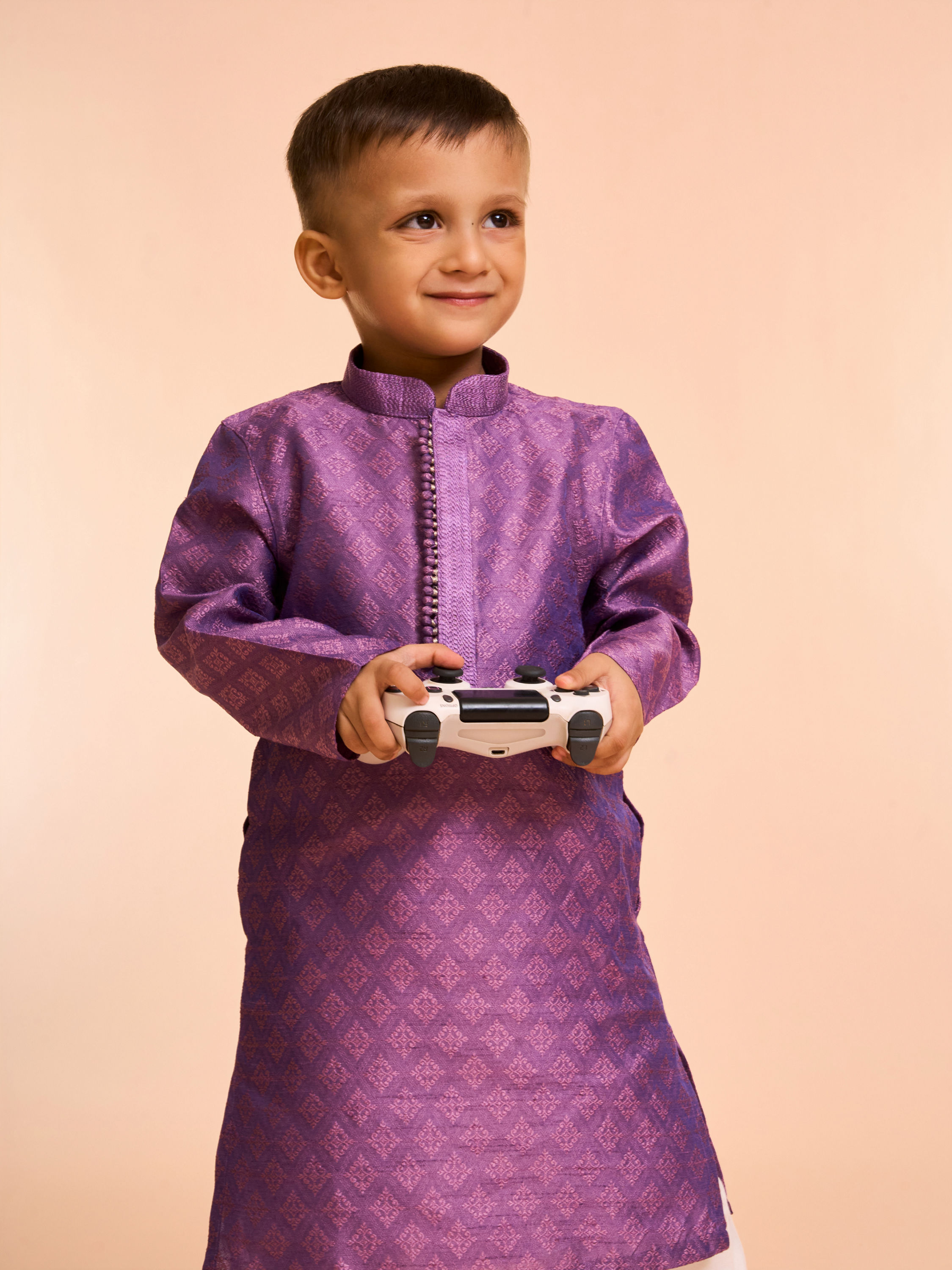 Manyavar Boys Regal Purple Kurta Pajama Ensemble