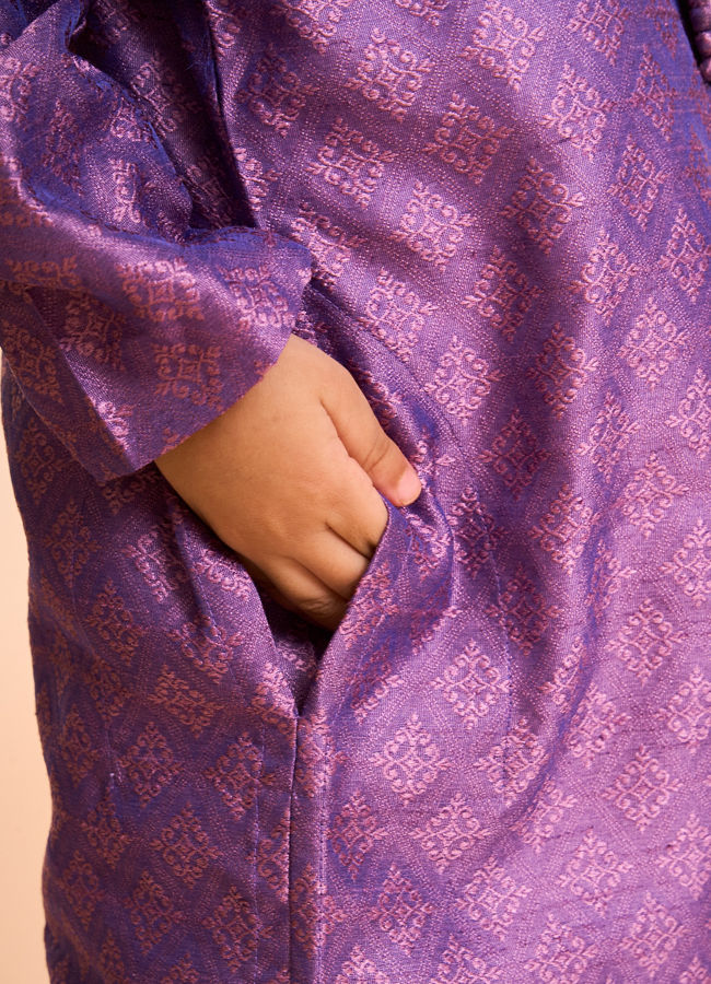 Manyavar Boys Regal Purple Kurta Pajama Ensemble