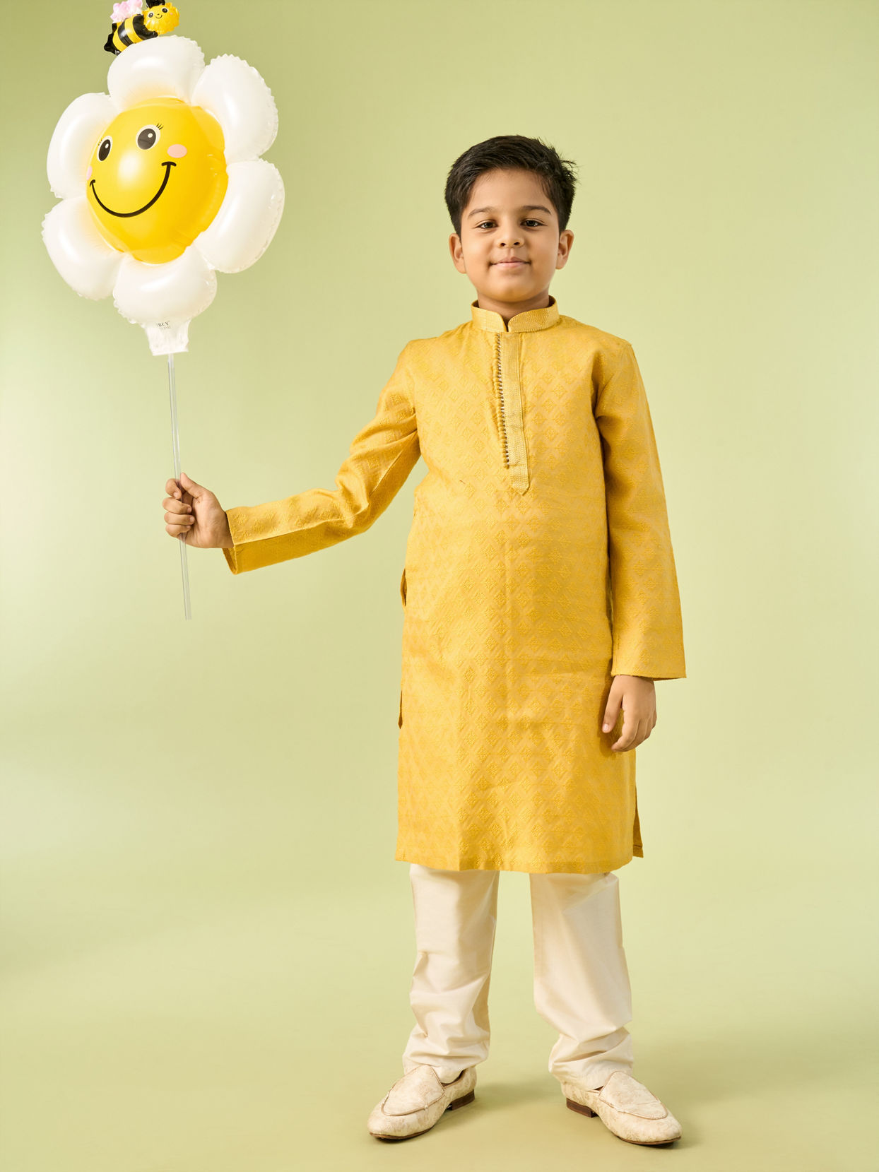 Manyavar Boys Mustard Elegance Kurta Pajama