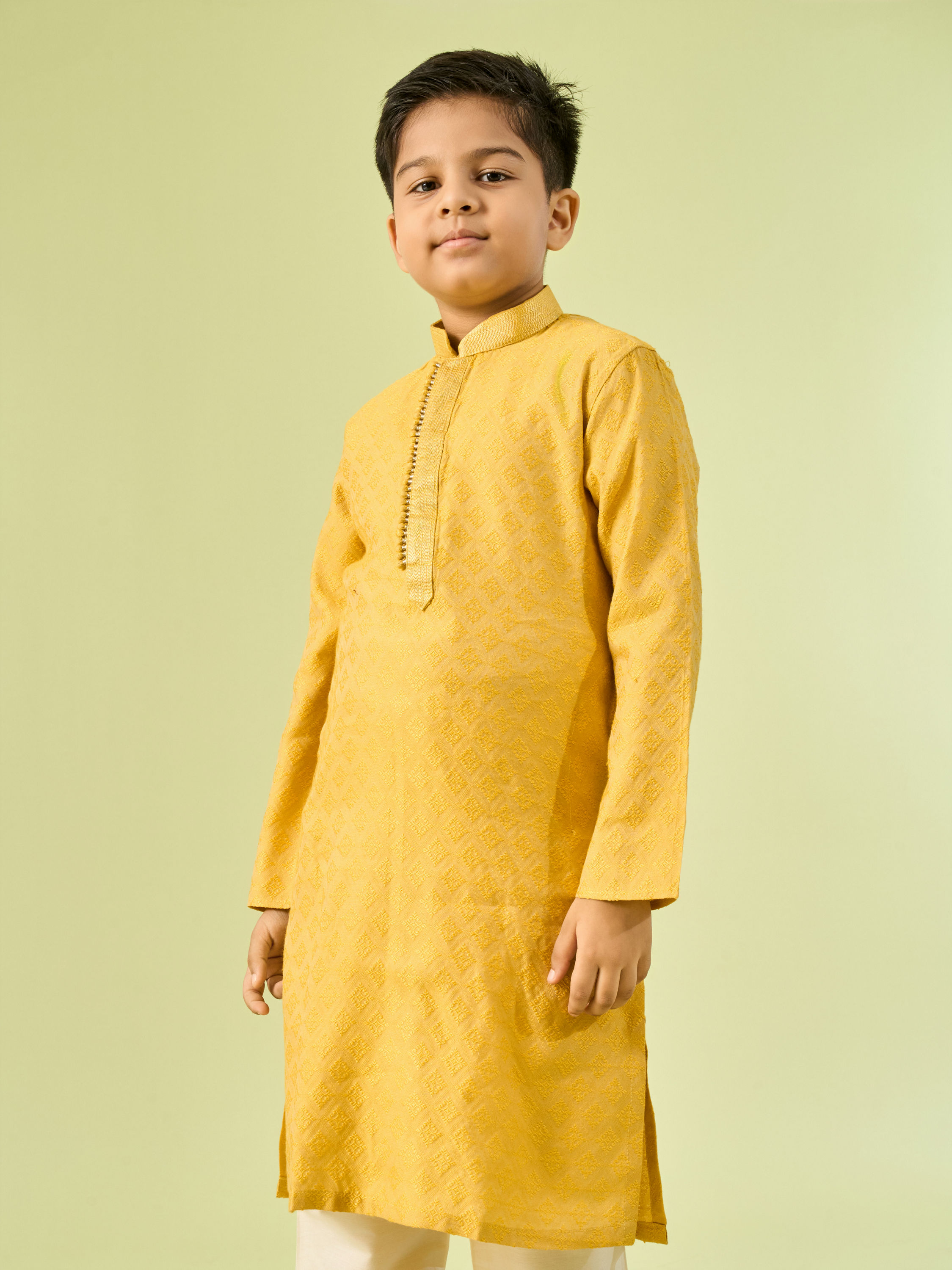 Manyavar Boys Mustard Elegance Kurta Pajama
