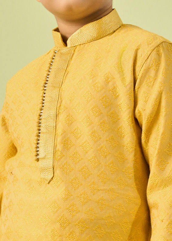 Manyavar Boys Mustard Elegance Kurta Pajama
