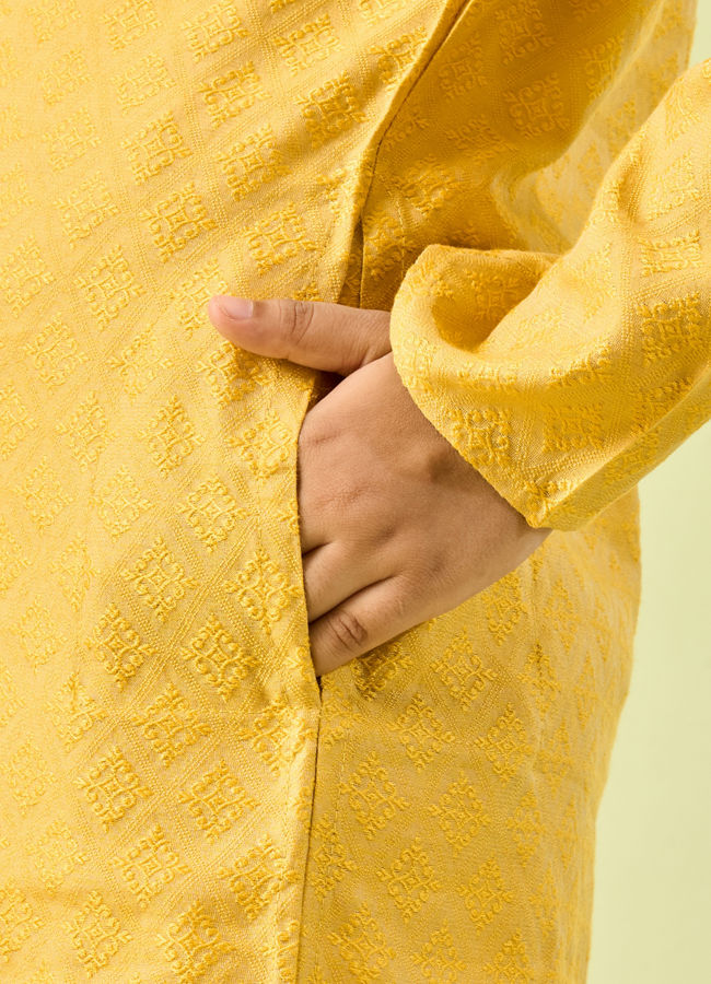 Manyavar Boys Mustard Elegance Kurta Pajama