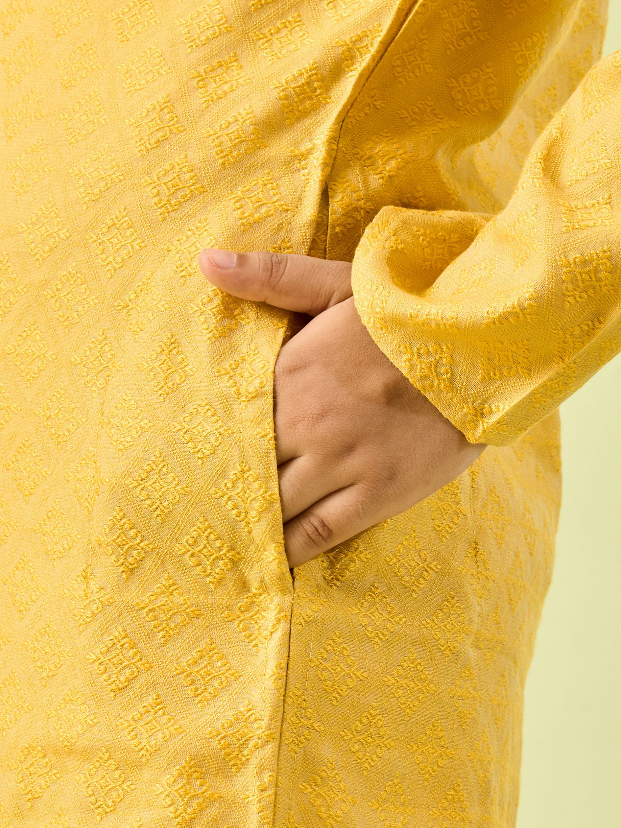 Manyavar Boys Mustard Elegance Kurta Pajama