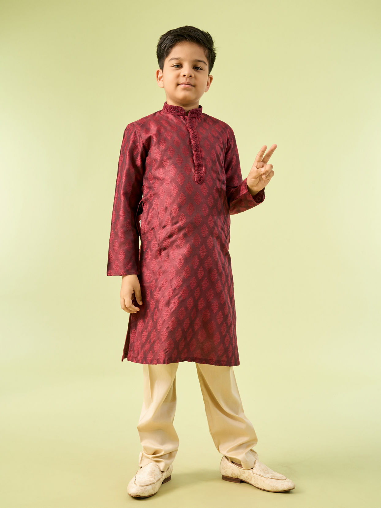 Manyavar Boys Maroon Majesty Kurta Pajama