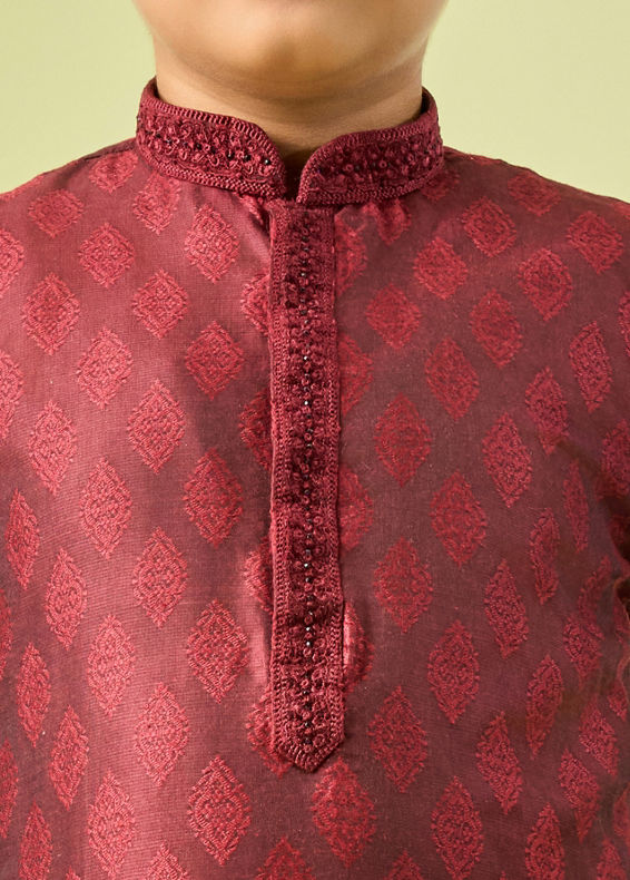 Manyavar Boys Maroon Majesty Kurta Pajama