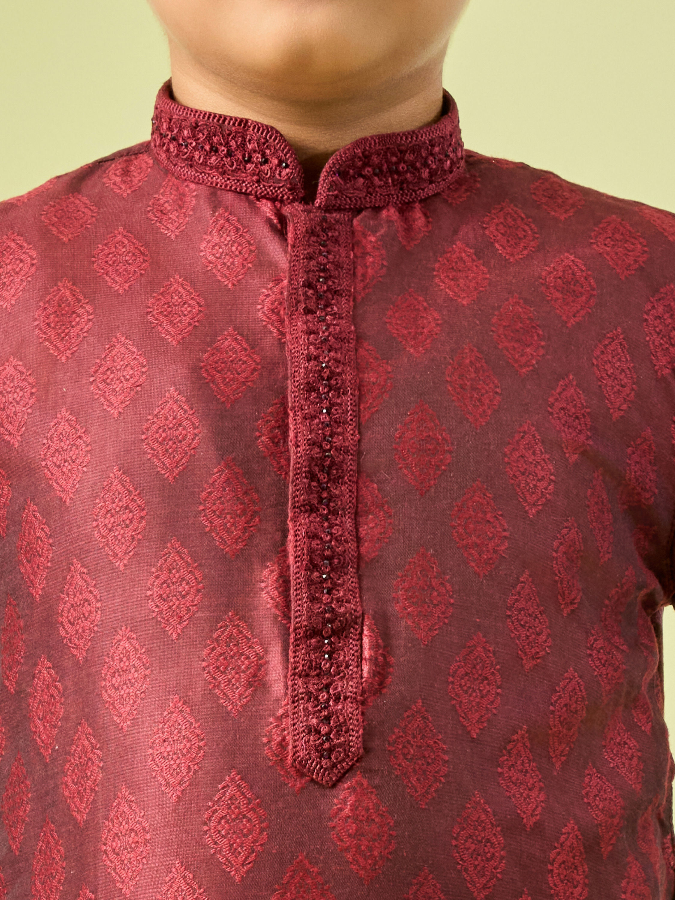 Manyavar Boys Maroon Majesty Kurta Pajama