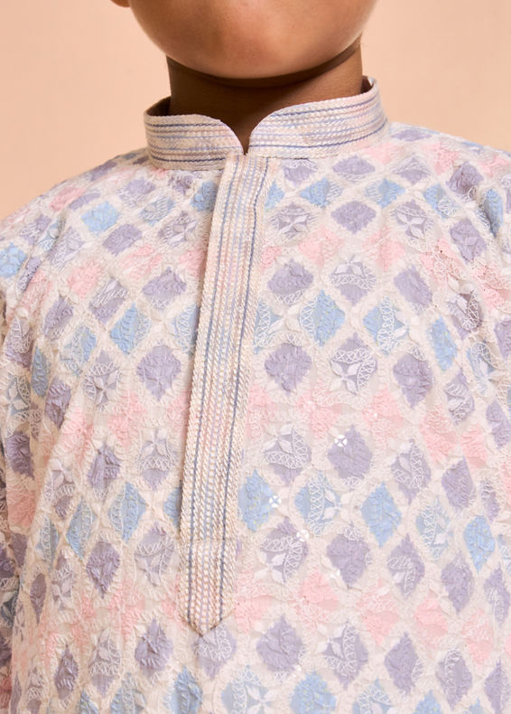 Manyavar Boys Boys Dapper Cream Kurta Pajama Set