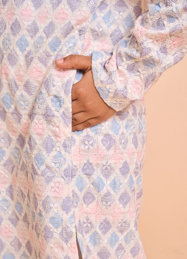 Manyavar Boys Boys Dapper Cream Kurta Pajama Set