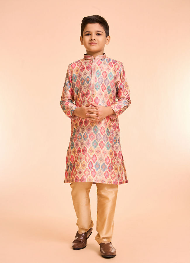 Manyavar Boys Elegant Beige Kurta Pajama