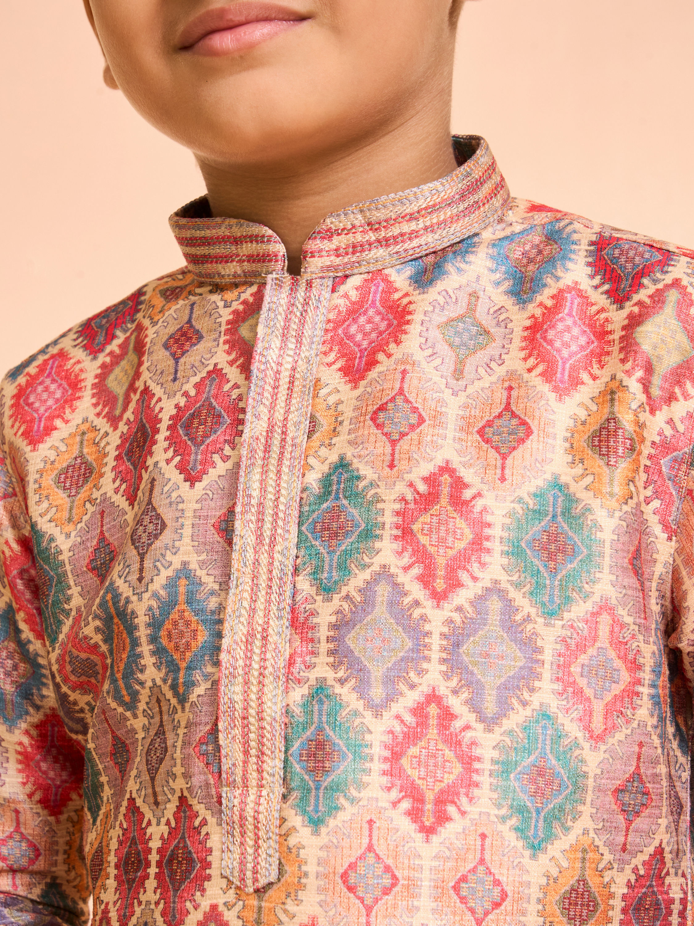 Manyavar Boys Elegant Beige Kurta Pajama