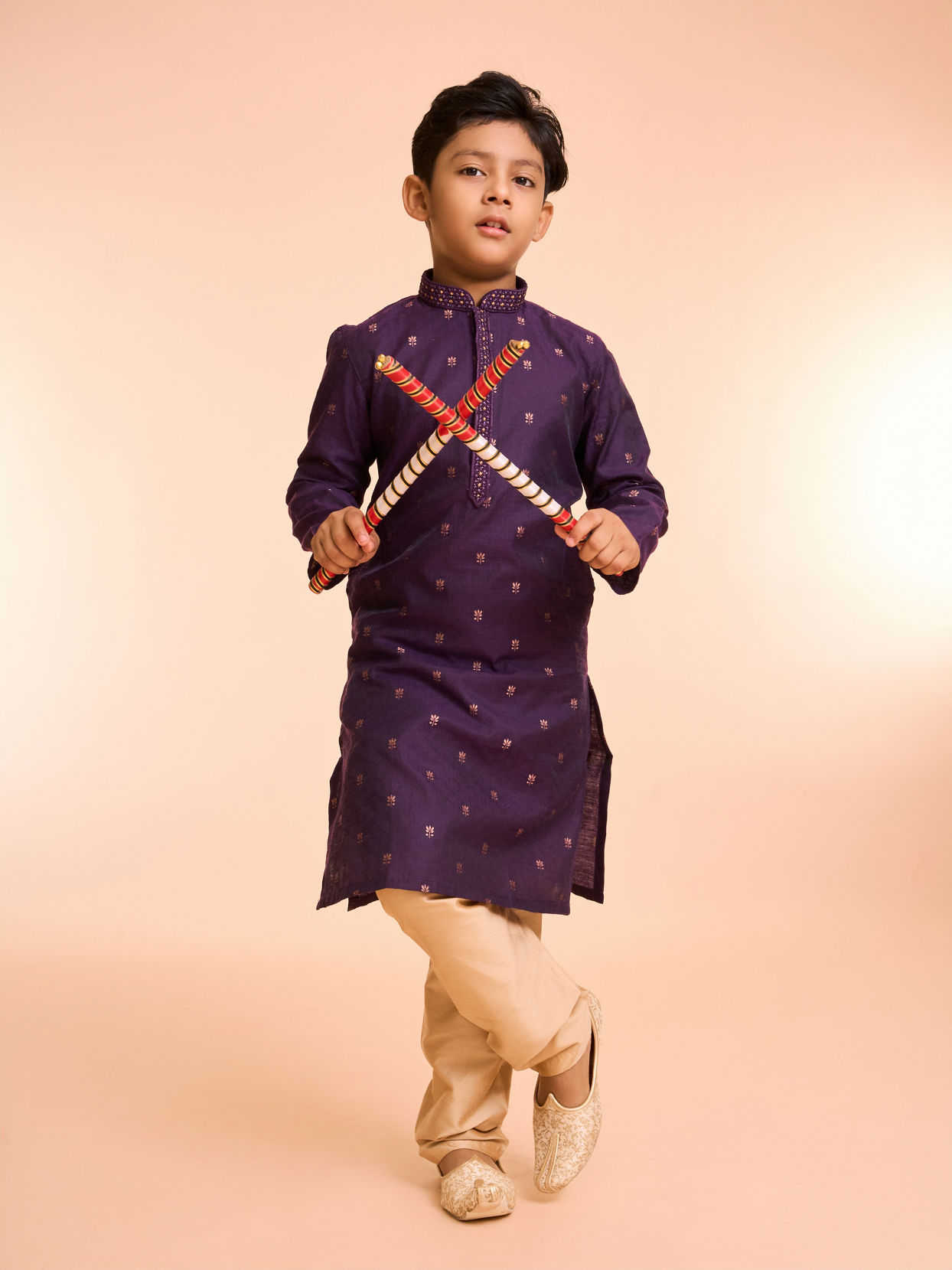 Manyavar Boys Purple Dazzle Kurta Pajama