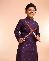 Manyavar Boys Purple Dazzle Kurta Pajama
