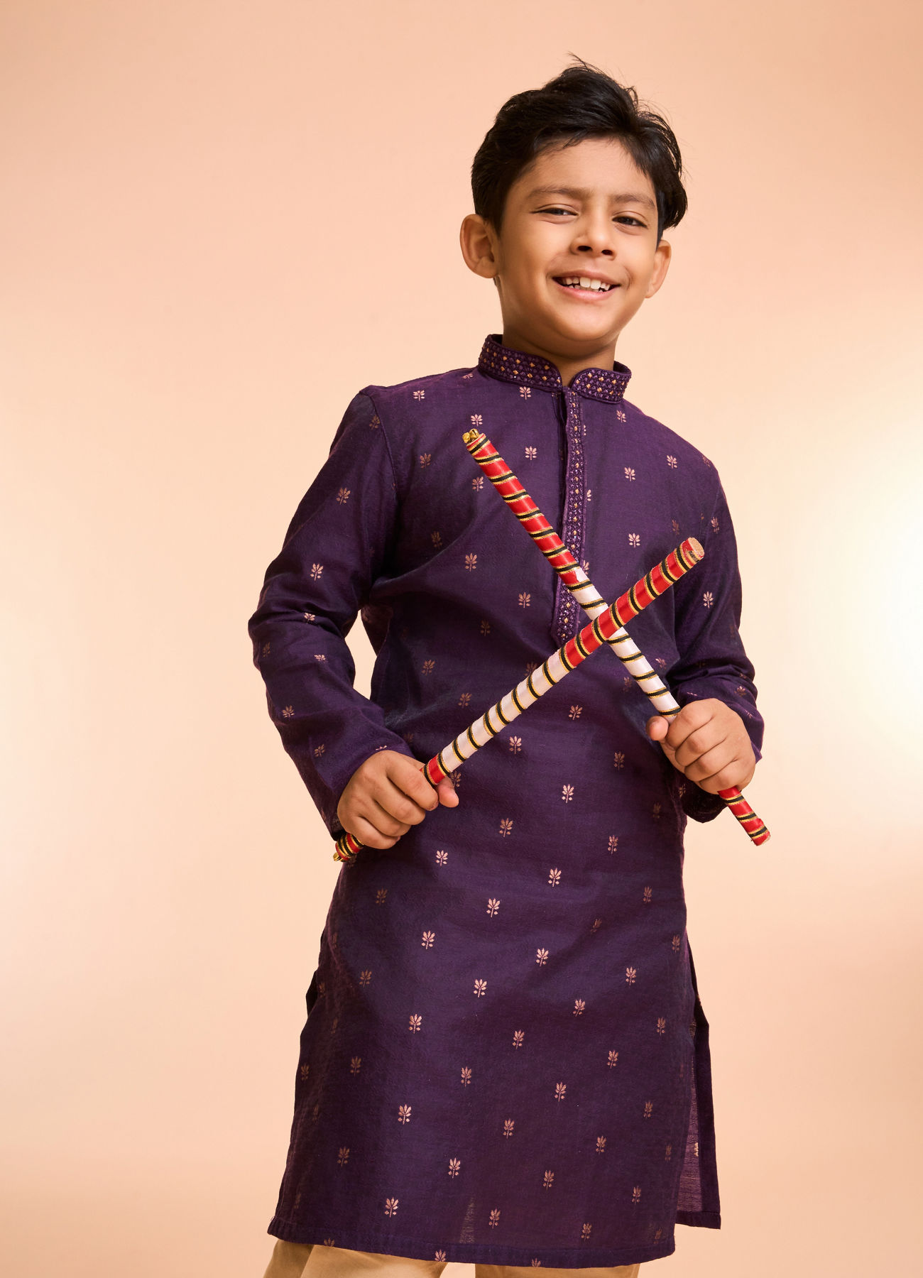 Manyavar Boys Purple Dazzle Kurta Pajama