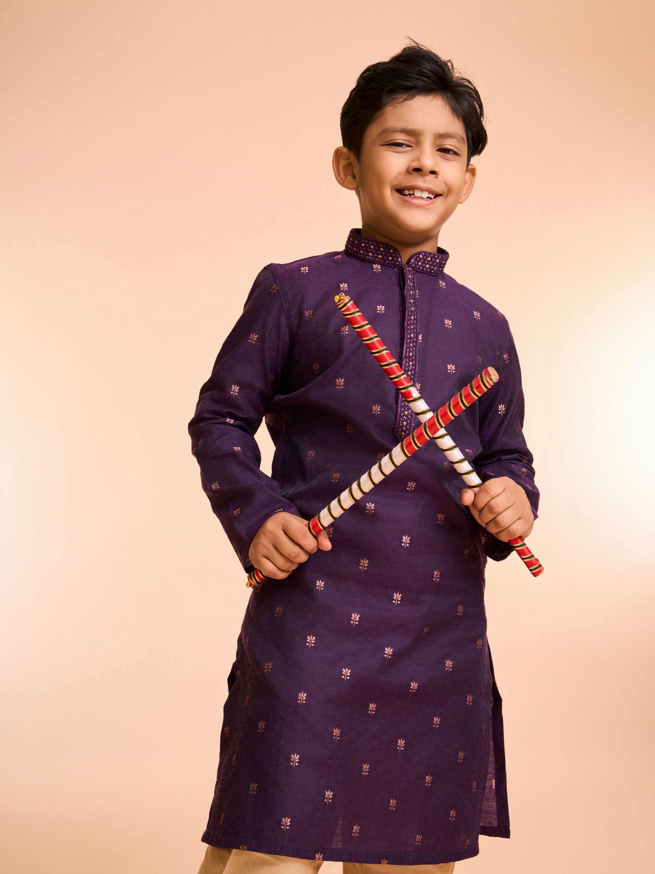 Manyavar Boys Purple Dazzle Kurta Pajama