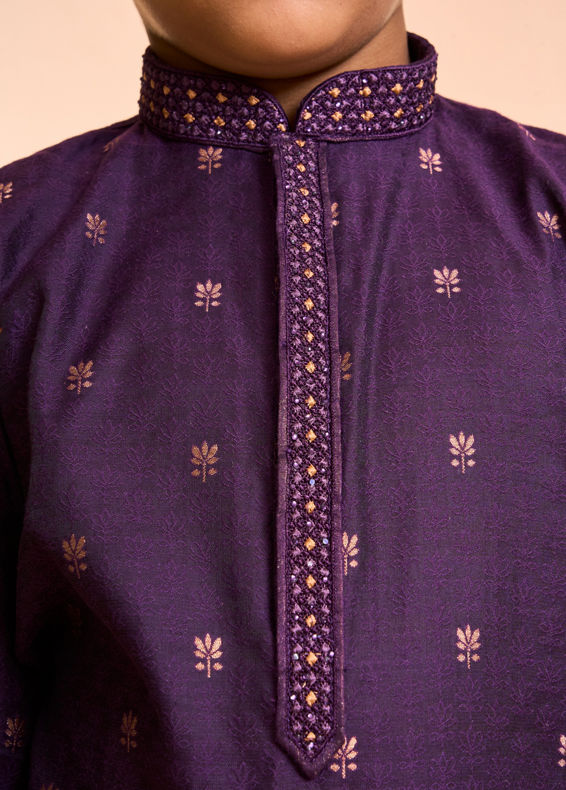 Manyavar Boys Purple Dazzle Kurta Pajama