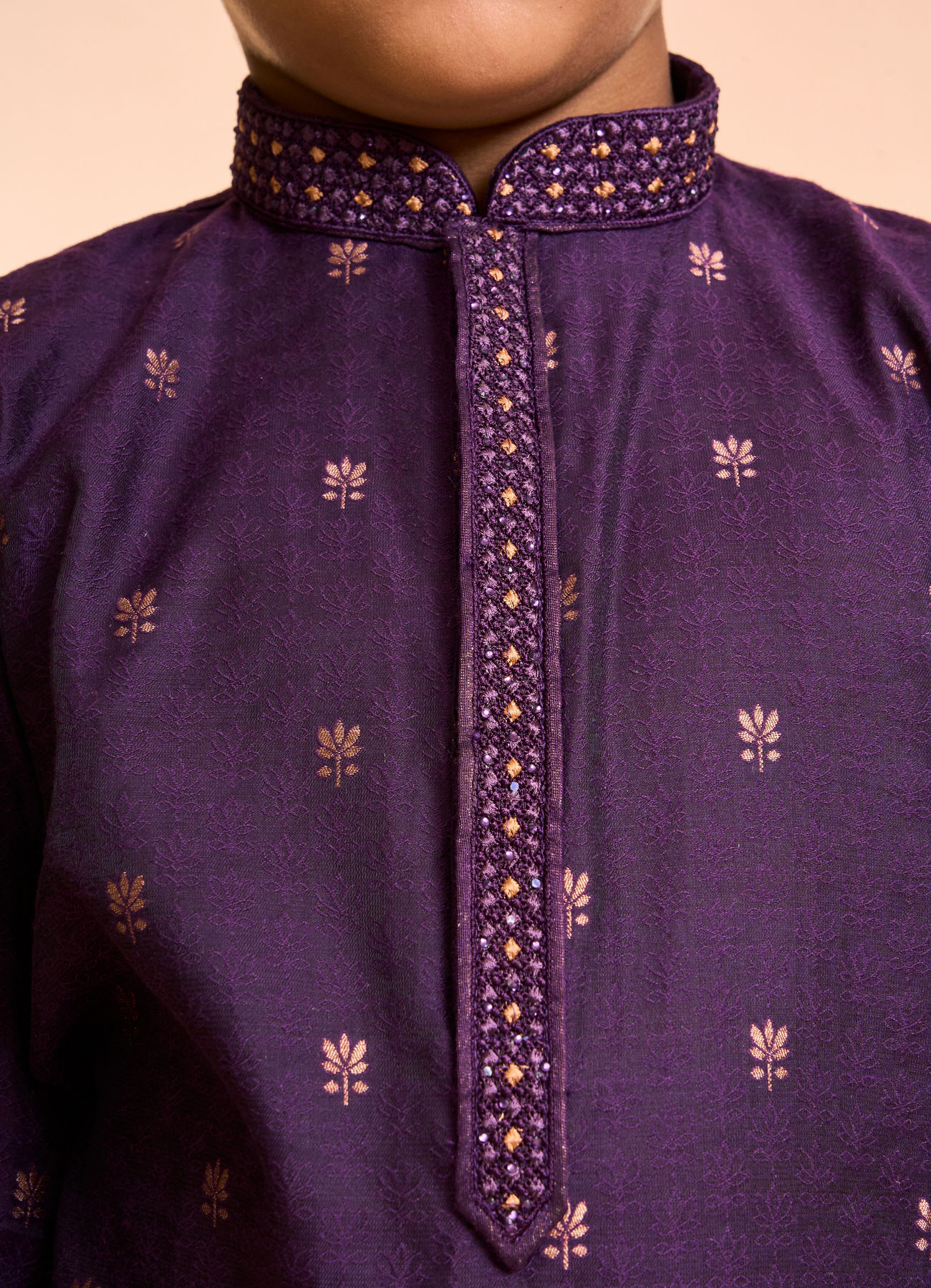 Manyavar Boys Purple Dazzle Kurta Pajama