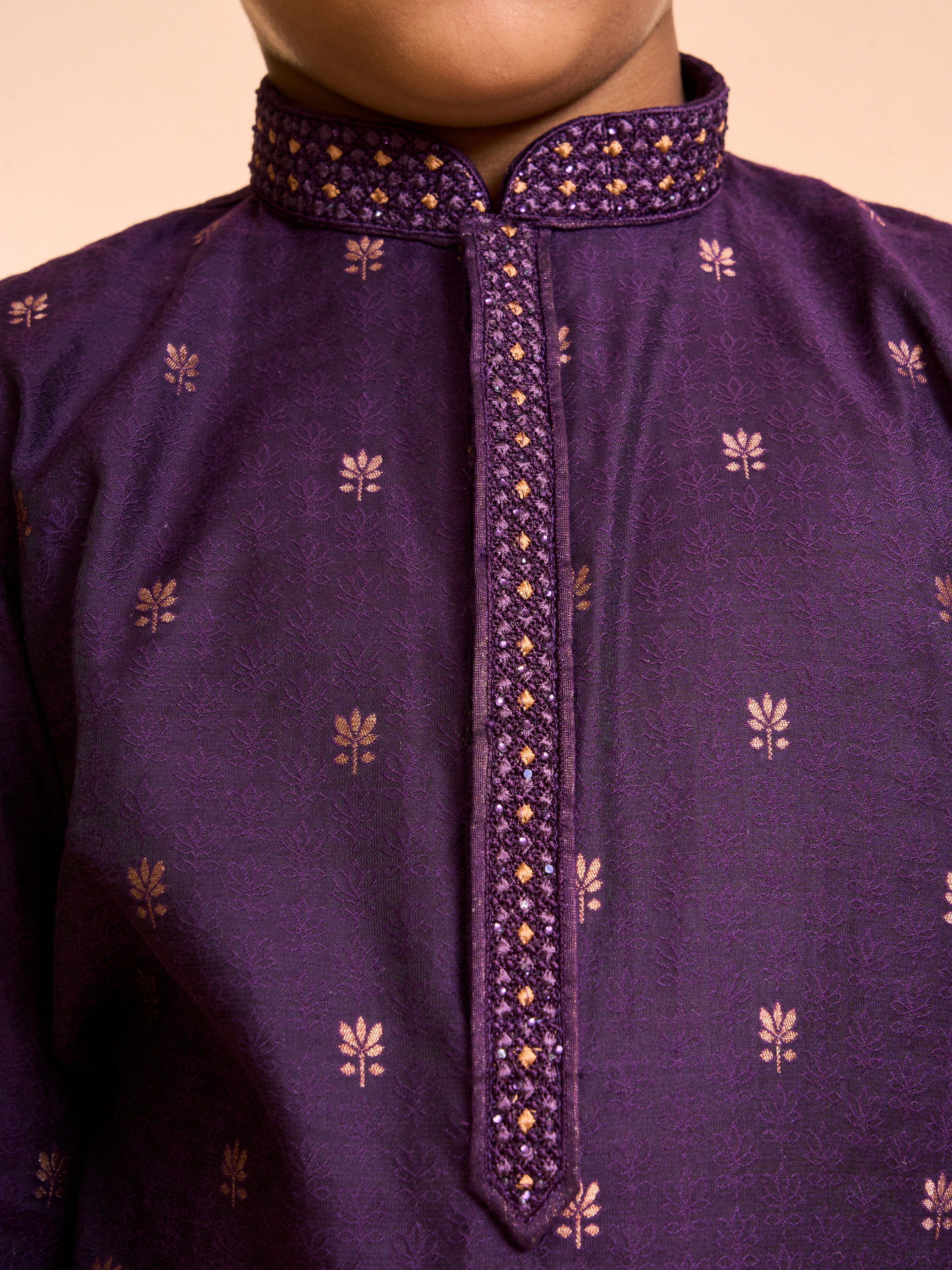 Manyavar Boys Purple Dazzle Kurta Pajama