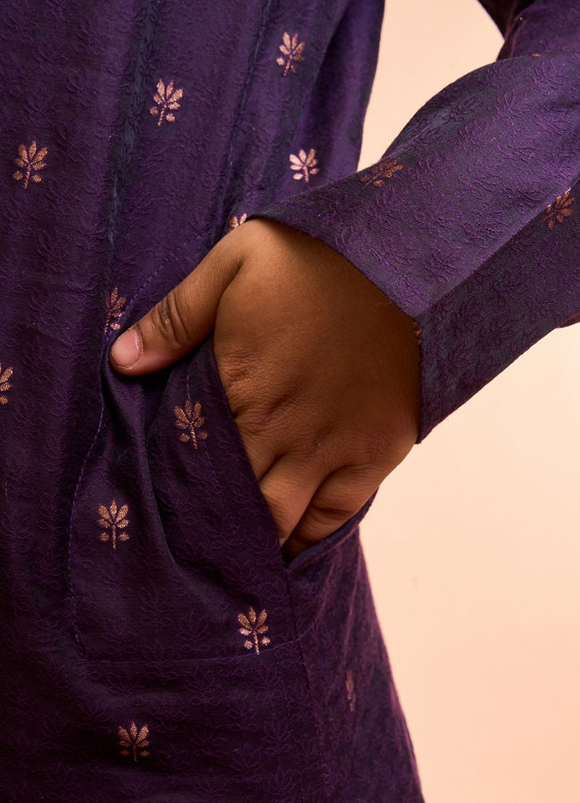 Manyavar Boys Purple Dazzle Kurta Pajama