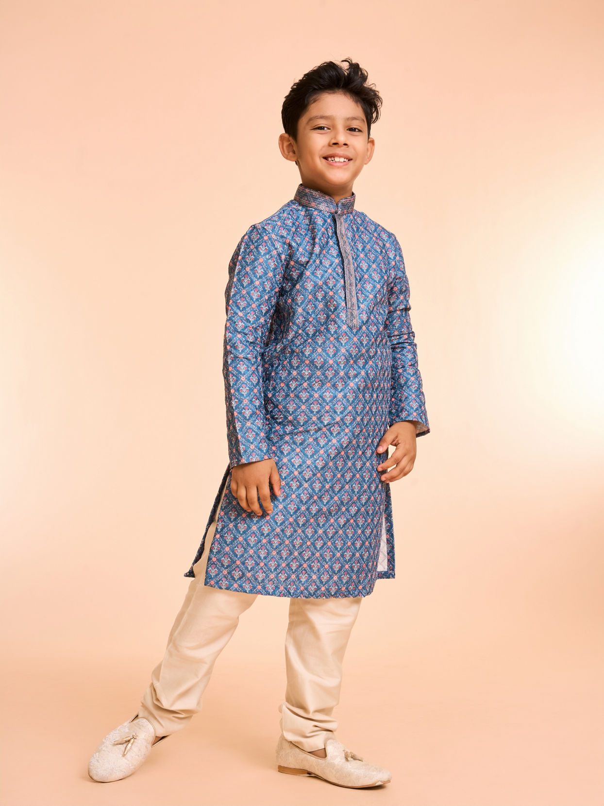 Manyavar Boys Teal Blue Kurta Pajama