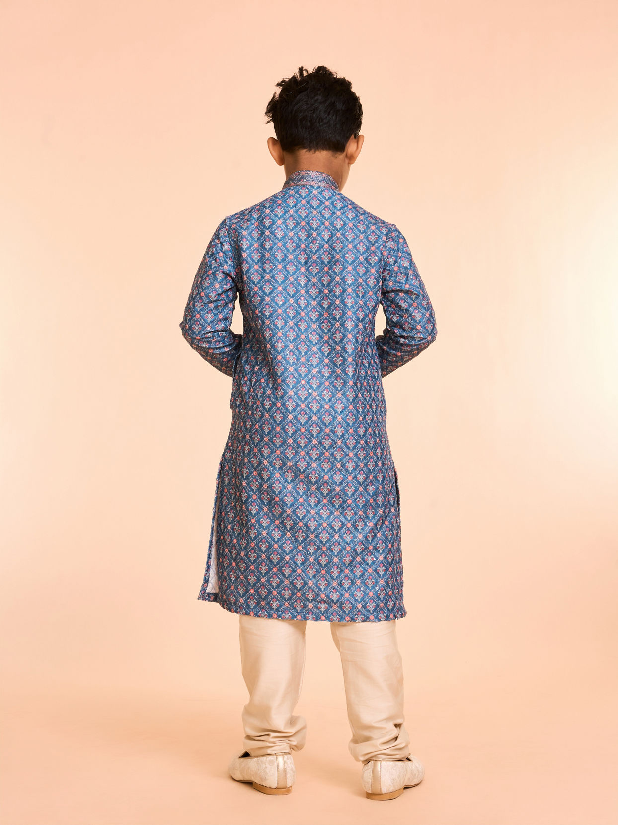 Manyavar Boys Teal Blue Kurta Pajama