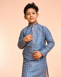 Manyavar Boys Teal Blue Kurta Pajama