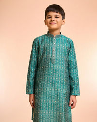 Manyavar Boys Vibrant Teal Green Kurta Pajama