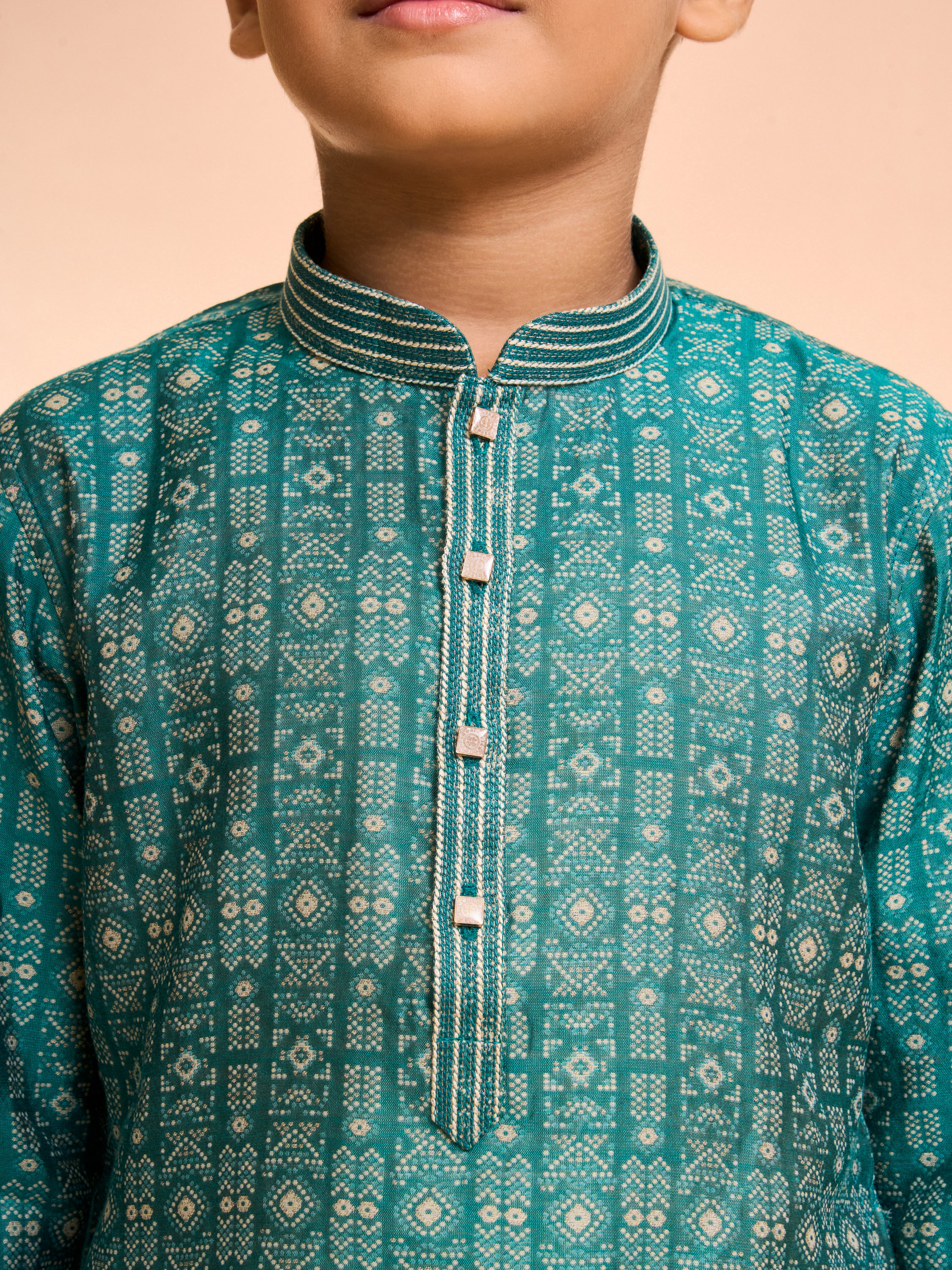 Manyavar Boys Vibrant Teal Green Kurta Pajama