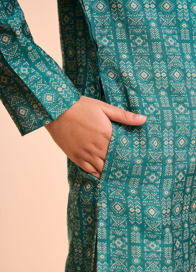 Manyavar Boys Vibrant Teal Green Kurta Pajama