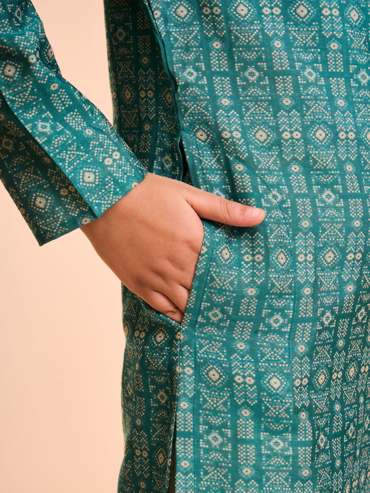 Manyavar Boys Vibrant Teal Green Kurta Pajama