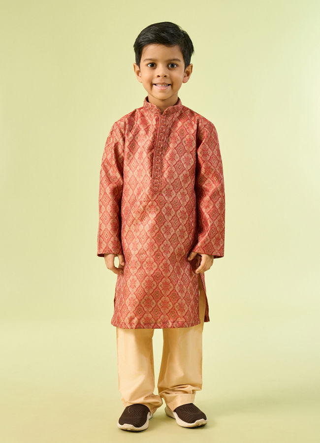 Manyavar Boys Rustic Charm Cotton Kurta Pajama Set