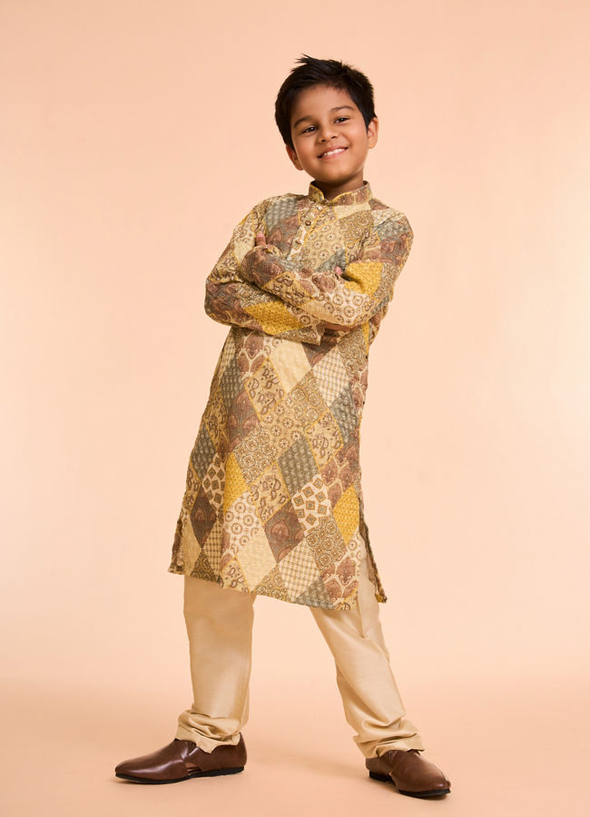 Manyavar Boys Green Aura Kurta Pajama