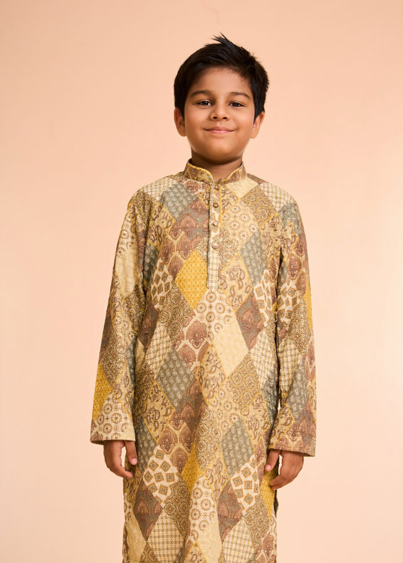 Manyavar Boys Green Aura Kurta Pajama