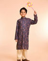 Manyavar Boys Dark Blue Elegance Kurta Pajama