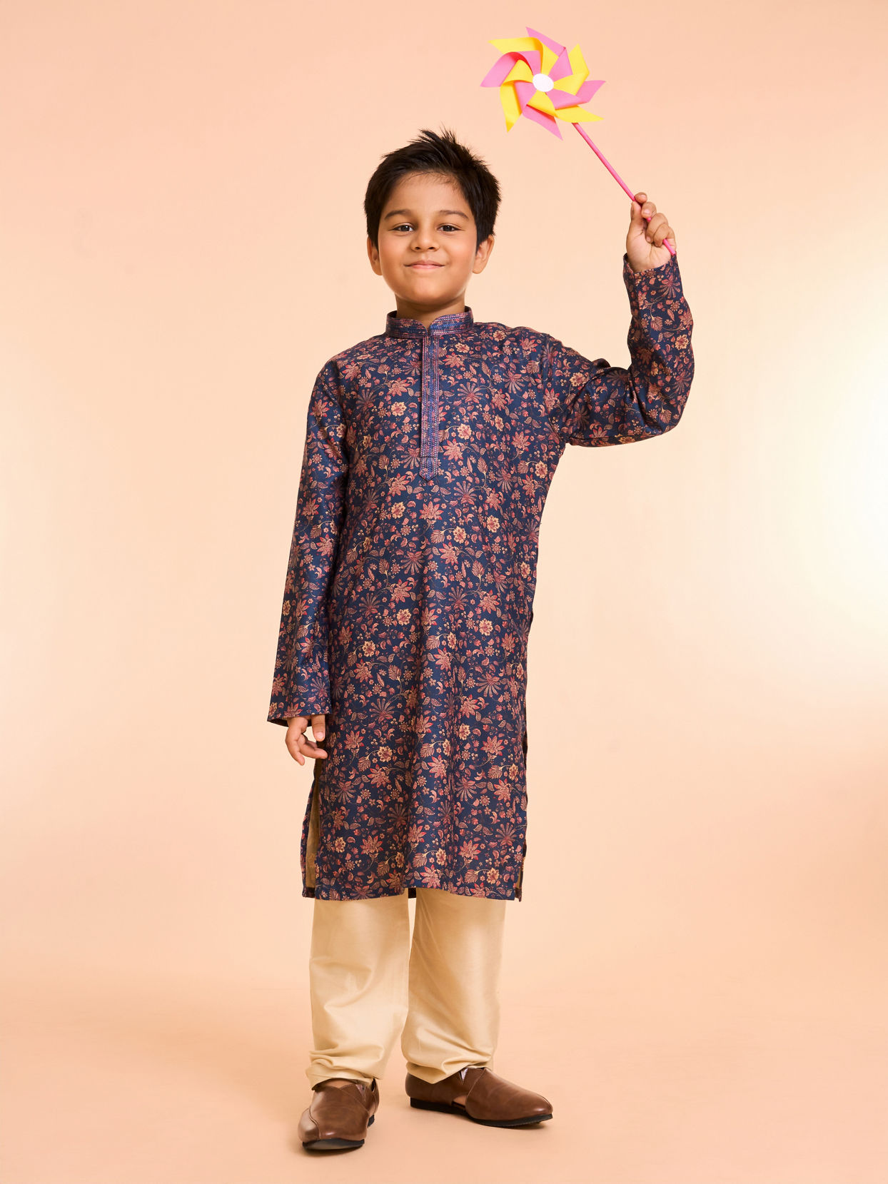 Manyavar Boys Dark Blue Elegance Kurta Pajama