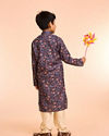 Manyavar Boys Dark Blue Elegance Kurta Pajama