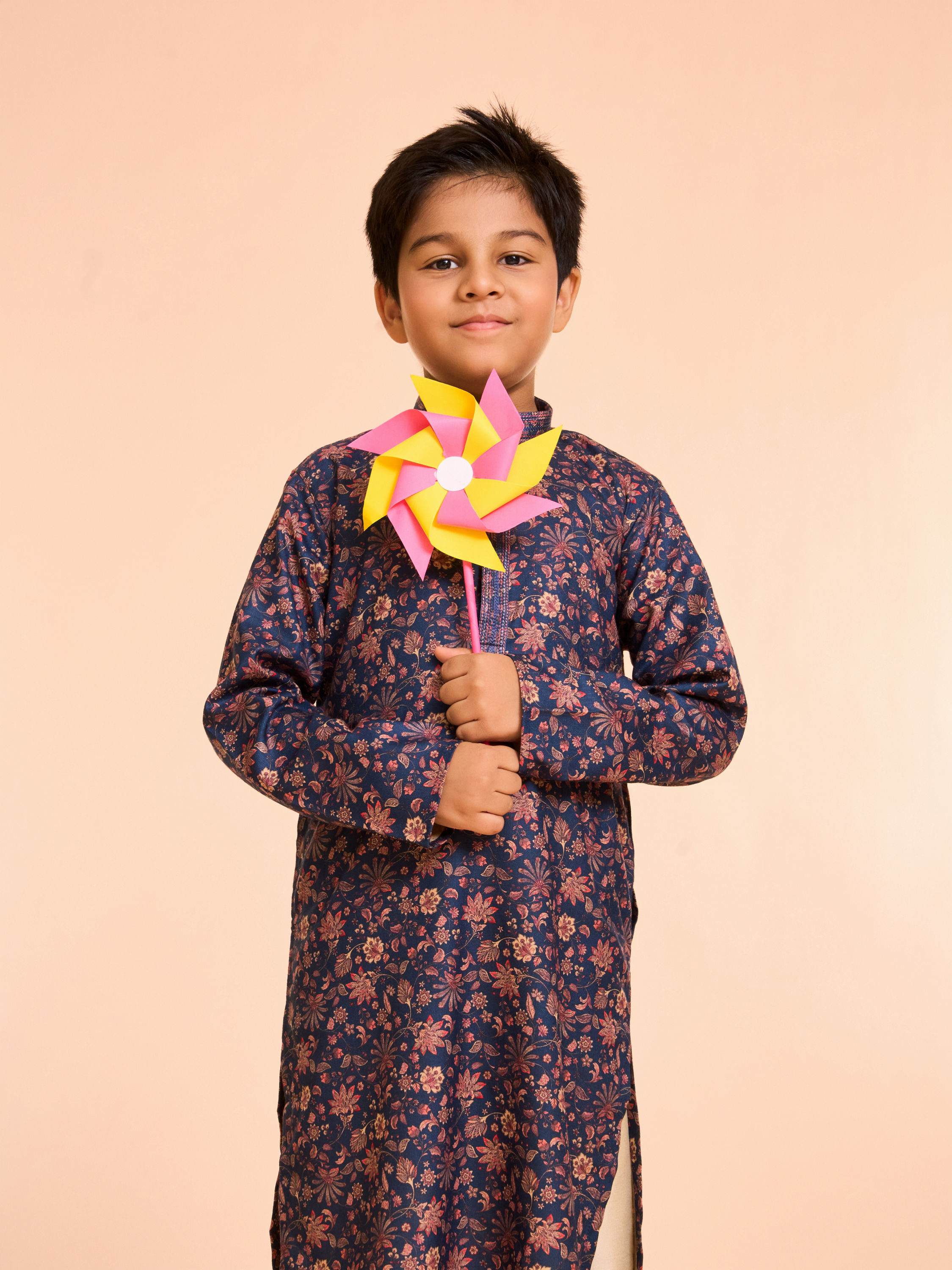 Manyavar Boys Dark Blue Elegance Kurta Pajama