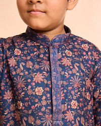 Manyavar Boys Dark Blue Elegance Kurta Pajama