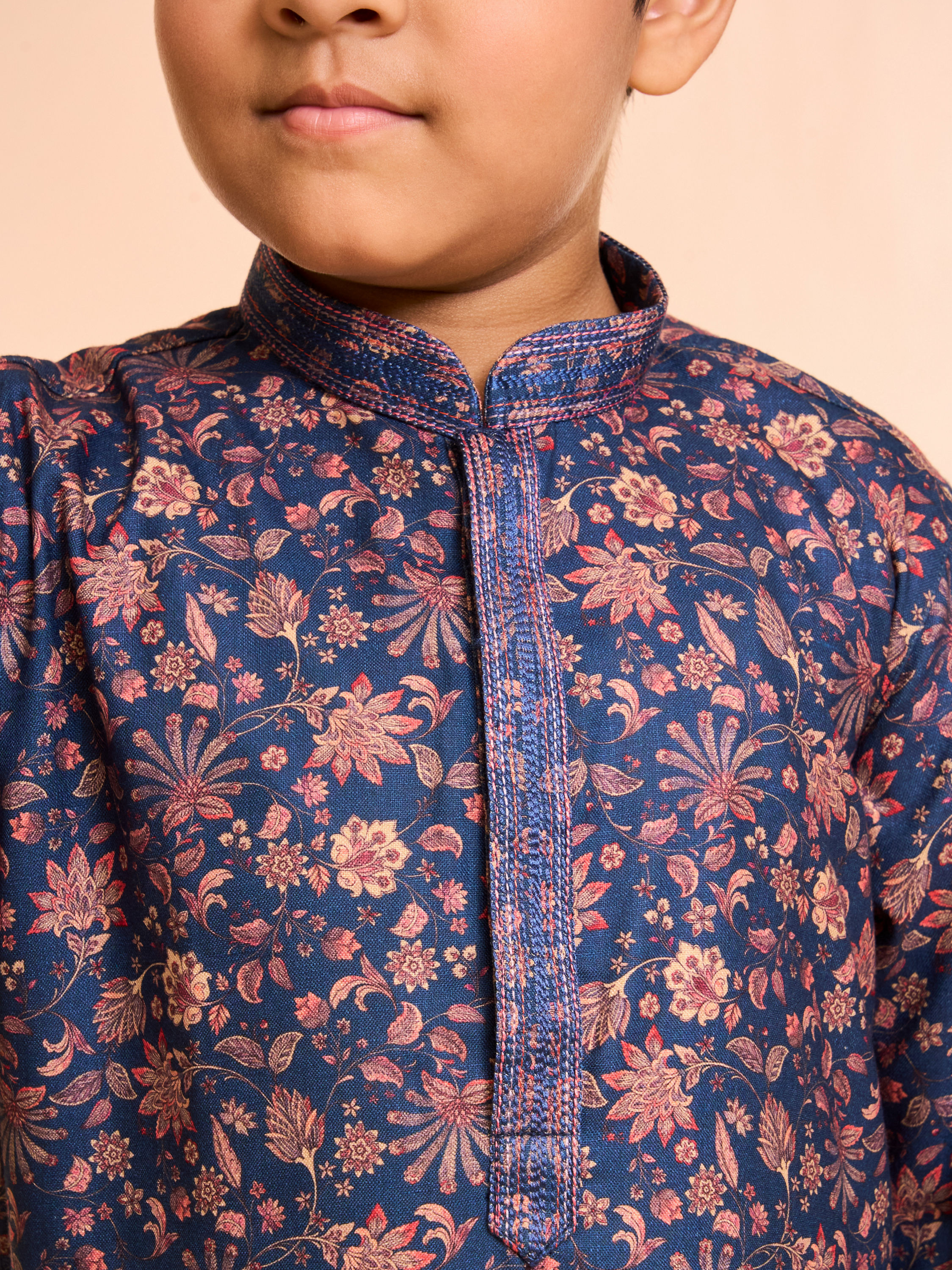 Manyavar Boys Dark Blue Elegance Kurta Pajama