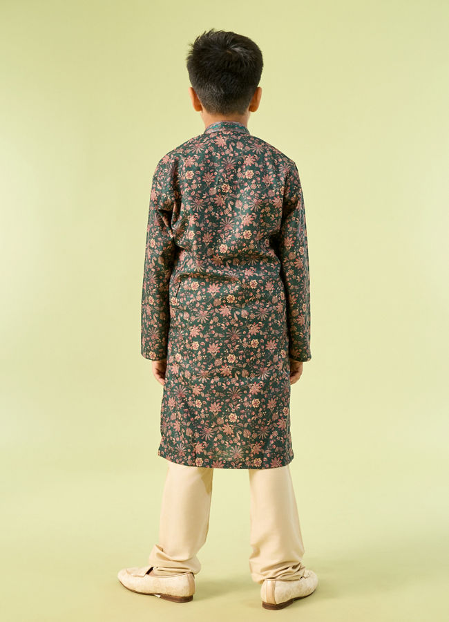 Manyavar Boys Emerald Green Splendor Kurta Pajama