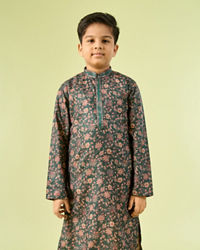 Manyavar Boys Emerald Green Splendor Kurta Pajama