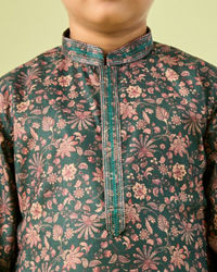 Manyavar Boys Emerald Green Splendor Kurta Pajama