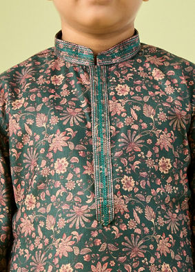 Manyavar Boys Emerald Green Splendor Kurta Pajama