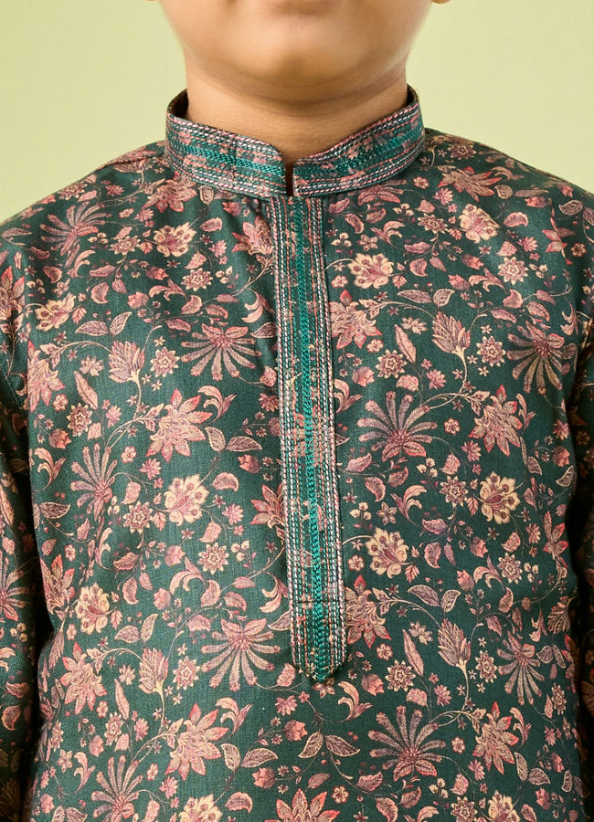 Manyavar Boys Emerald Green Splendor Kurta Pajama