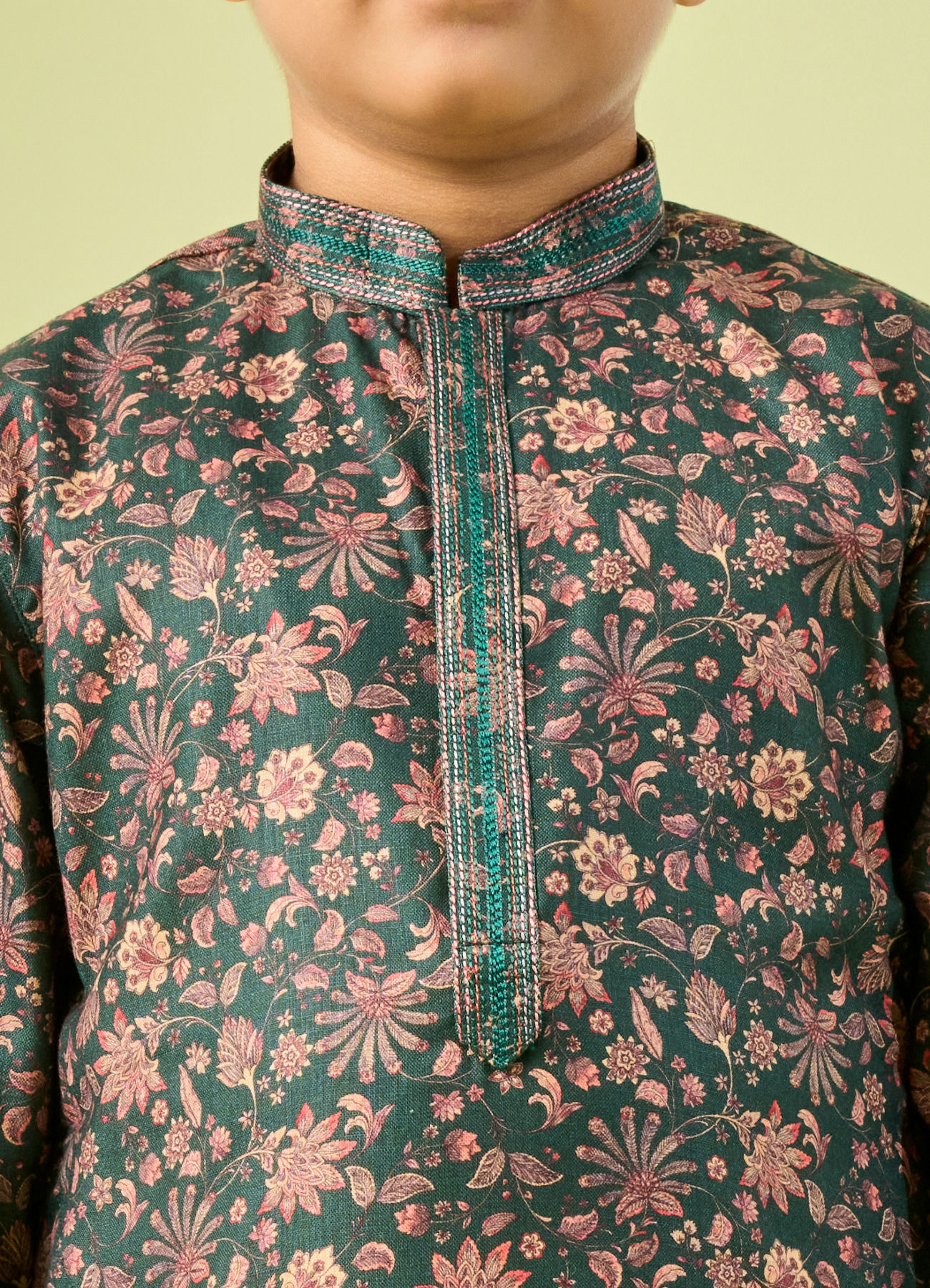 Manyavar Boys Emerald Green Splendor Kurta Pajama